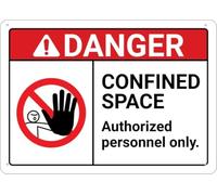 Warning Sign: Danger Confined Space Authorized Personnel Only, Aluminum Sign, multicolor for industrial areas 12x8 Inch