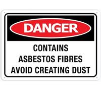 Warning Sign - Danger Contains Asbestos Fibres Avoid Creating For House, Premium Aluminum Yard Sign, Sun-Proof, Rust-Free, 12X8 Inch