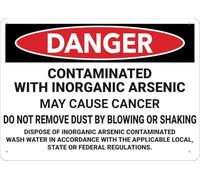 Warning Sign: Danger Contaminated with Inorganic Arsenic, Premium Aluminum Yard Sign Sun-Proof Rust-Free, alerts to contamination 12x8 Inch