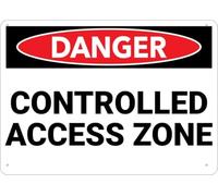 Warning Sign - Danger Controlled Access Zone, Rust Free Aluminum Metal Sign, Durable Outdoor Use, For Home, 12X8 Inch