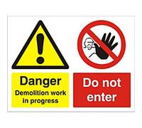 Warning Sign Danger Demolition Freestanding Corrugated Board 45 x 60 cm