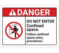 Warning Sign: Danger - Do Not Enter, Follow Space Entry Procedures, Outdoor for Home, Business, Yard; Rust Free Aluminum, Metal Tin Sign 12x8 inch