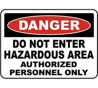 Warning Sign - Danger Do Not Enter Hazardous Area, Metal Sign, Security Notice, For Work, Home, 12X8 Inch