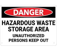 Warning Sign - Danger Hazardous Waste Storage Area Keep Out, Rust Free Aluminum Metal Sign, Easy To Read, Sturdy, Keep Out, Outdoor Use, For Home, Farm, Yard, 12X8 Inch
