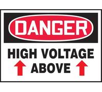 Warning Sign: Danger - High Voltage Above, Metal Sign for Home, Business, Public Use; Suitable for Power Areas, Construction Sites 12x8 inch
