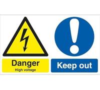 Warning Sign: Danger - High Voltage Keep Out, Mandatory Security Metal Sign for Home, Business, Public Use; Suitable for Electrical Zones 12x8 inch