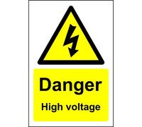 Warning sign Danger high voltage Safety sign - Self adhesive sticker 200mm x 150mm