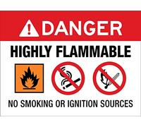 Warning Sign Danger Highly Flammable No Smoking Or Ignition Sources Tough Signs Decorative Tin Plaque For Outdoor Use,Indoor 20X30Cm