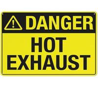 Warning Sign - Danger Hot Exhaust Vintage, Aluminum Metal Tin Sign, for Home, Kitchen, Farm, Garden, Garage, Wall Decor, 12x16 inch