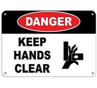 Warning Sign: Danger Keep Hands Clear, Durable Metal Sign for Garage Warehouse, suitable for industrial areas with moving parts avoiding hand injuries 12x8 Inch