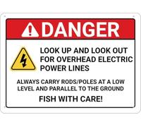 Warning Sign - Danger Look Up Look Out For Home,Durable, Weatherproof, Outdoor Use, Clear Overhead Hazard Alert, Ideal For Construction, Residence Gates, Garden, Restaurants, Garage, 12X8 Inch