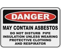 Warning Sign - Danger May Contain Asbestos, Warning Metal Sign, Vintage Wall Decor, For Home, Farm, Bar, Coffee Shop, Club, 12X8 Inch