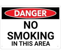 Warning Sign: Danger - No Smoking in This Area, Outdoor Metal Sign for Business, Workplace, Office, Home; Durable, Weather Resistant; Clear No Smoking Alert 12x8 inch