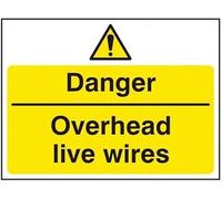 Warning Sign: Danger - Overhead Live Wires, Site Security Metal Sign; Notice, Warning, Caution for Outdoor, Indoor; Ideal for Construction Zones 12x8 inch
