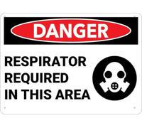 Warning Sign - Danger Respirator Required Area, Rust-Free Aluminum Metal Sign For Outdoor Use, Can Be Attached To Areas In Home Where Respirators Are Required, 12X8 Inch