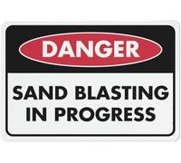 Warning Sign: Danger Sand Blasting, Outdoor Metal Sign for Workplace, durable for garage warehouse industrial decor 12x8 Inch