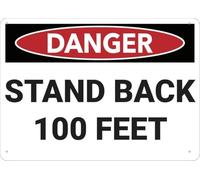 Warning Sign: Danger Stand Behind The Line, Tin Sign for Garden Yard, ideal for garage warehouse 12x8 Inch