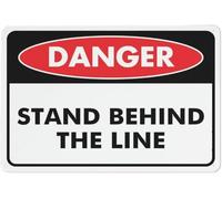 Warning Sign - Danger Stand Behind The Line, Tin Sign, For Garden, Yard Wall Decor, Durable Metal Warning Sign, For Garage, Warehouse, Industrial Decor, 12X8 Inch