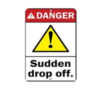 Warning Sign Danger Sudden Drop Off Hazard Signs Vintage Metal Tin for Home Office Kitchen Bar Cafe Garden Farm Farmhouse Wall Decor 8x12 Inch