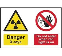 Warning Sign - Danger X-Rays Do Not Enter When Red Light Is On, Site Security Metal Sign, Notice Warning Caution, For Outdoor Indoor Use, 12X8 Inch