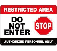 Warning Sign - Do Not Enter Authorized Personnel Only, Aluminum Metal Sign, Wall Decor, Indoor Outdoor Use, For Workplaces, 12X8 Inch