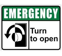 Warning Sign - Emergency Turn To Open Left, Aluminum Tin Sign, For Home, Coffee Bar Wall Decor, Garage, Warehouse, Industrial Decor, 12X8 Inch