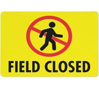 Warning Sign - Field Closed, Reflective Aluminum Metal Sign with Symbol, for Sports Fields, Farmlands, Indoor Outdoor Use, 12x16 inch