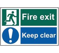 Warning Sign - Fire Exit Keep Clear, Site Security Metal Sign, Notice Warning Caution, For Outdoor Indoor Use, 12X8 Inch