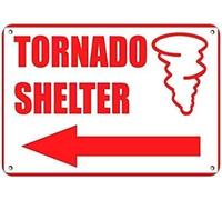 Warning Sign: Fire Tornado Shelter Left Arrow, Durable Metal Sign for Garage Warehouse, suitable for directing to left-side shelters 12x8 Inch