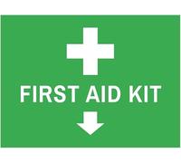 Warning Sign: First Aid Kit Below, Vintage Metal Wall Decor for Home Farm Bar Coffee Shop, suitable for marking kits below 12x8 Inch