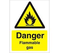 Warning Sign Flammable Gas Adhesive Vinyl 30 x 20 cm