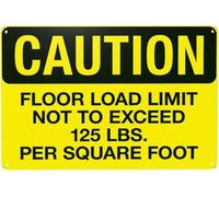 Warning Sign: Floor Load Limit Not to Exceed 125 Lbs Per Square Foot, Vintage Metal Wall Decor for Home Farm Bar Coffee Shop, ideal for indicating weight limits 12x8 Inch