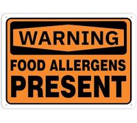 Warning Sign - Food Allergy Triggers Present, Aluminum Metal Tin Sign, for Shop, Yard, Garage, Restaurants, Outdoor Decor, 12x16 inch