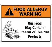 Warning Sign - Food Allergy Warning Peanut Or Tree Nut Retro Vintage, Metal Sign, For Home, Bar, Pub, Kitchen, Restaurant Wall Decor, 12X8 Inch