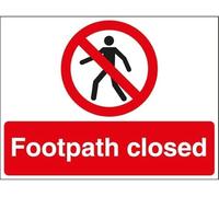 Warning Sign - Footpath Closed Stanchion Prohibition, Metal Sign, For Home, Business, Public Use, 12X8 Inch