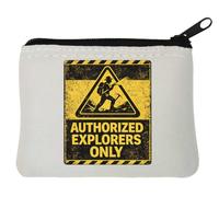 Warning Sign for Authorized Explorers Only Neoprene Coin Purse Pouch 10x11cm White