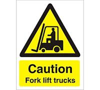 Warning Sign Fork Lift Trucks Adhesive Plastic 40 x 30 cm