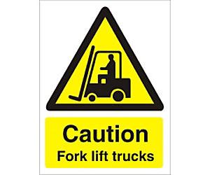 Warning Sign Fork Lift Trucks Adhesive Vinyl 20 x 15 cm