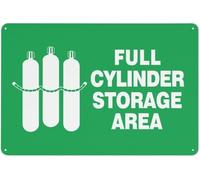 Warning Sign - Full Cylinder Storage Area, Aluminum Reflective Sign, 4 Pre-Drilled Holes, for Industrial Storage, 12x8 inch
