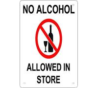 Warning sign funny retro metal tin sign no alcohol allowed in store square wall decoration use indoor/outdoor-great gift and decor rustic art-print at home poster tin awesome poster unfram 8×12 INCH