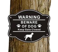 Warning sign gate closed for dogs, 25 x 20 cm, rustproof aluminium metal garden accessories, warning sign for dangerous dogs, for gate, garden, house, terrain, lawn, yard, patio, lawn, outdoor