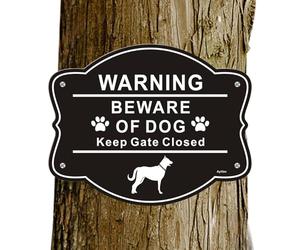 Warning sign gate closed for dogs, 25 x 20 cm, rustproof aluminium metal garden accessories, warning sign for dangerous dogs, for gate, garden, house, terrain, lawn, yard, patio, lawn, outdoor