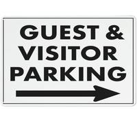 Warning Sign: Guest and Visitor Parking Right Arrow, Tin Sign Vintage Metal Wall Decor, suitable for home farm bar directing to right parking 12x8 Inch