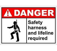 Warning Sign: Harness and Lifeline Required Danger, Vintage Metal Sign for Home Farm Bar, durable weather-resistant for critical Security alerts 12x8 Inch