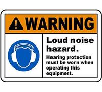 Warning Sign: Hearing Required Must Be Worn #1, Metal Sign Security Notice, suitable for noisy workplaces needing Required 12x8 Inch