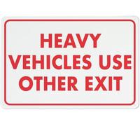 Warning Sign: Heavy Vehicles Use Other Exit, Rust Free Aluminum Sign with Pre-Drilled Holes, suitable for indoor outdoor heavy vehicle exit guides in shops 12x8 Inch
