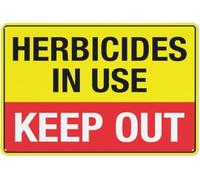 Warning Sign: Herbicides in Use Keep Out, Reflective Aluminum Metal Signage with Symbol, high visibility for indoor outdoor hazard alerts 12x8 Inch