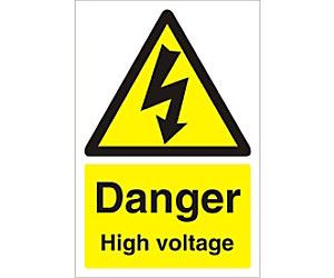 Warning Sign High Voltage Freestanding Corrugated Board 60 x 40 cm
