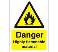 Warning Sign Highly Flammable Adhesive Plastic 40 x 30 cm