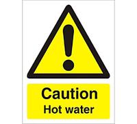 Warning Sign Hot Water Adhesive Plastic 20 x 15 cm W0189SRP1